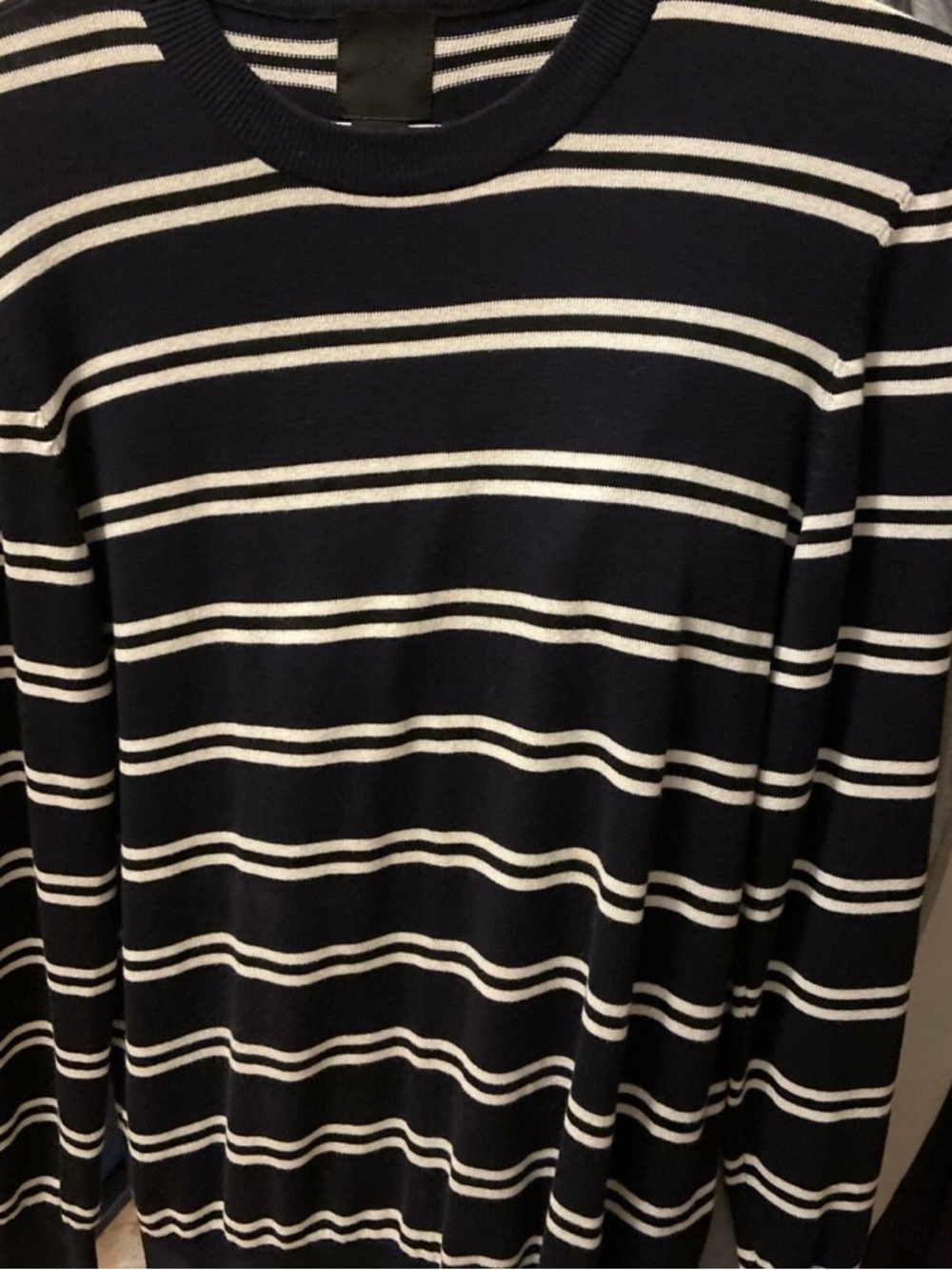 H & M men’s long sleeve shirt size medium blue white strips good condition